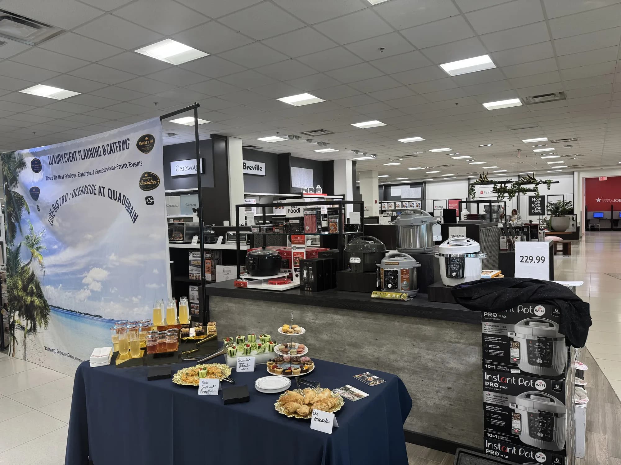 Catering setup for a corporate event at a South Florida car dealership