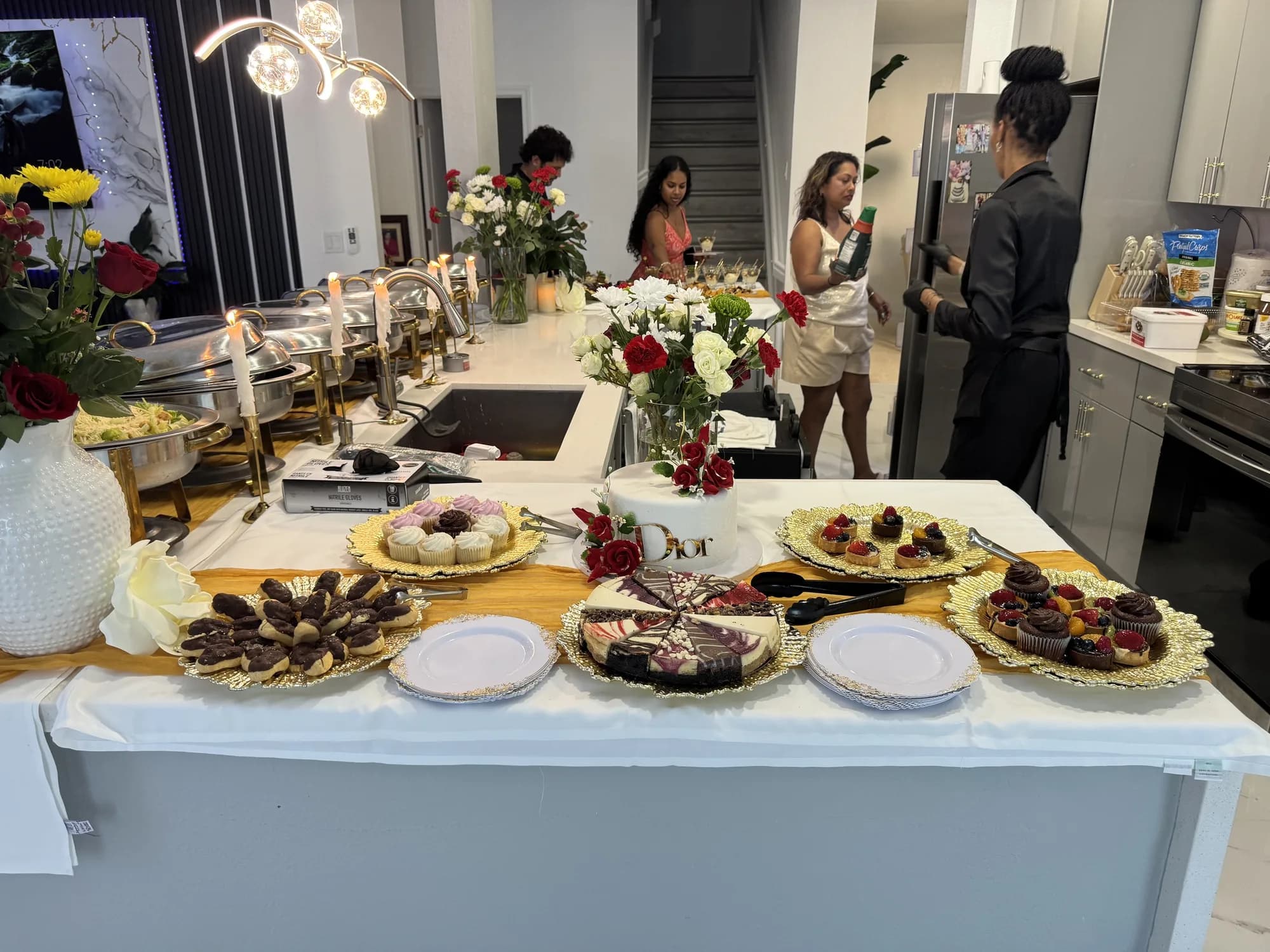Dessert station at a catered home party