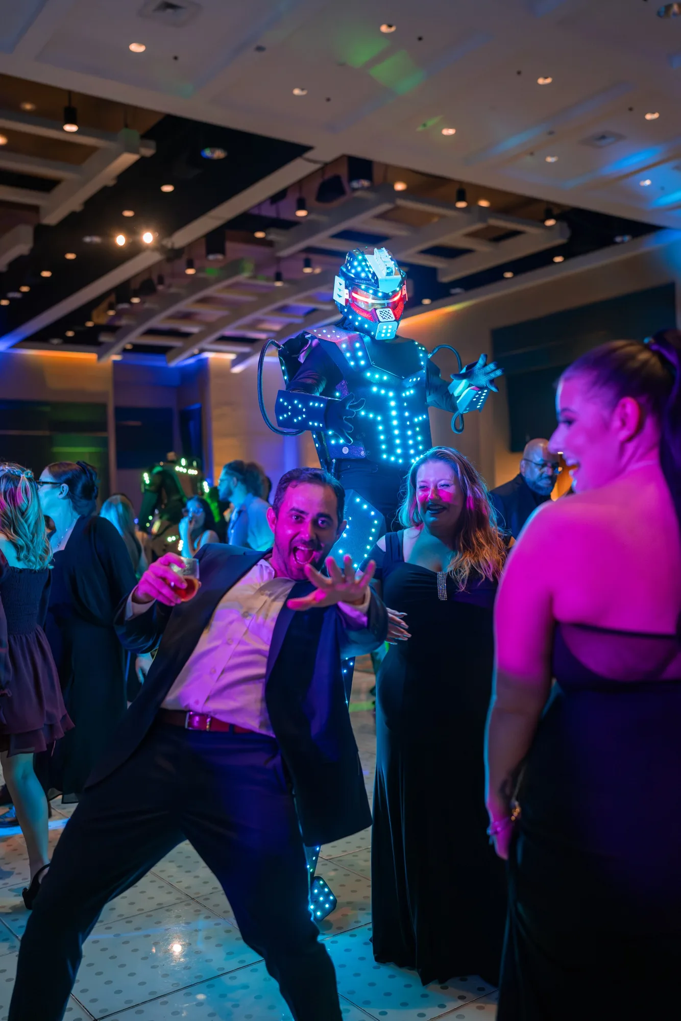 Energetic dance floor at a corporate gala
