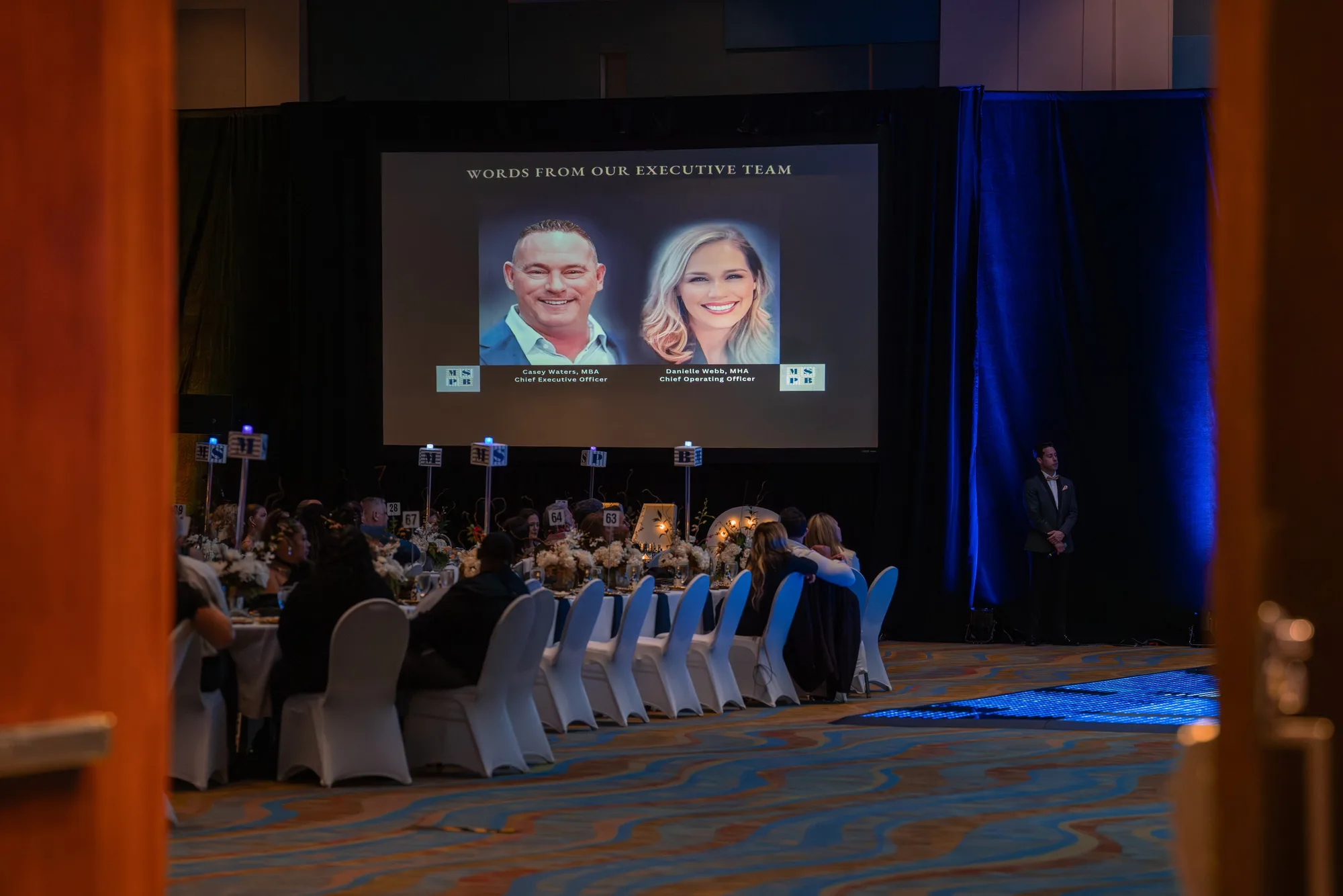 Stage presentation at a gala dinner