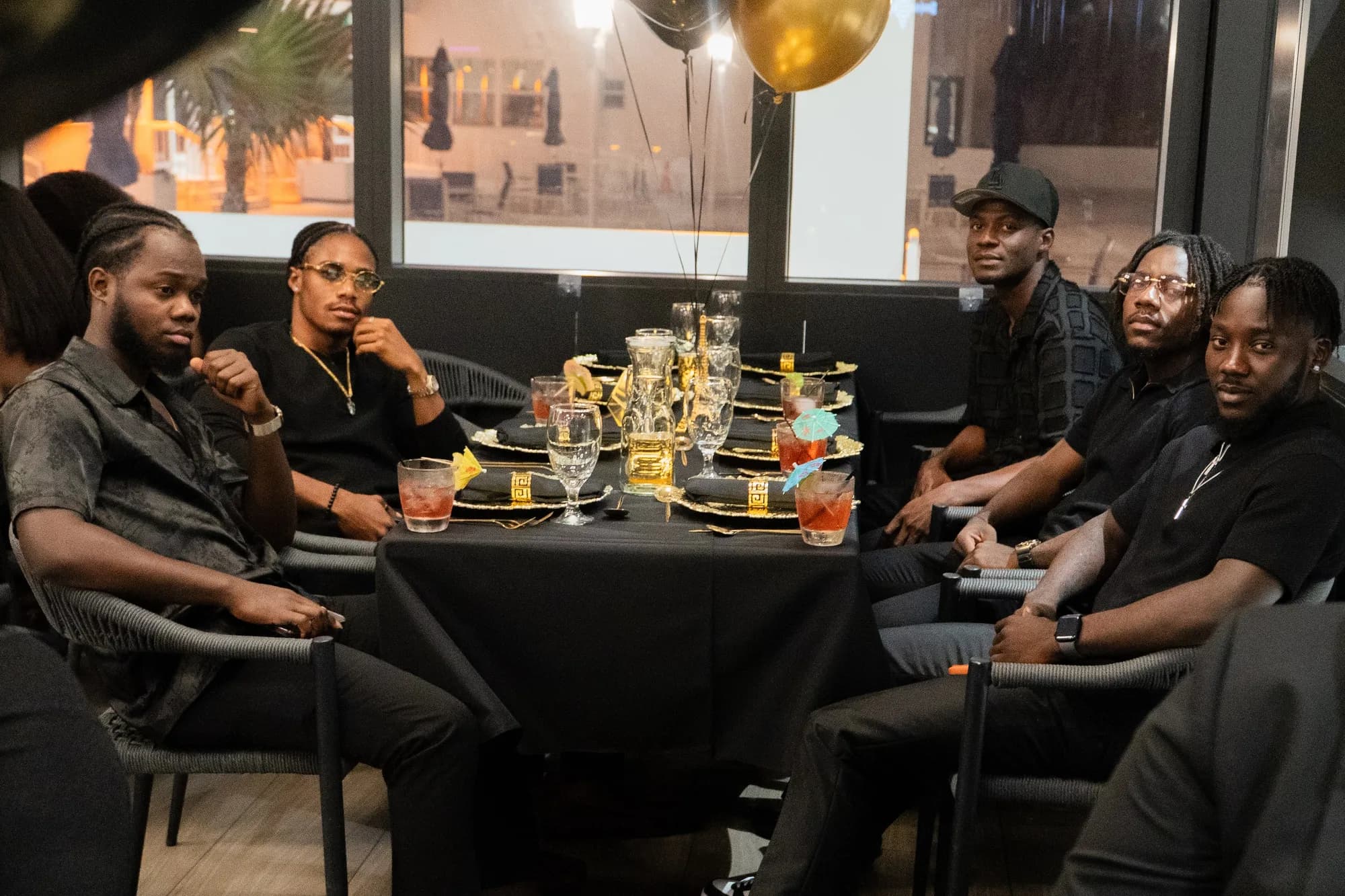 Guests at a graduation party dinner