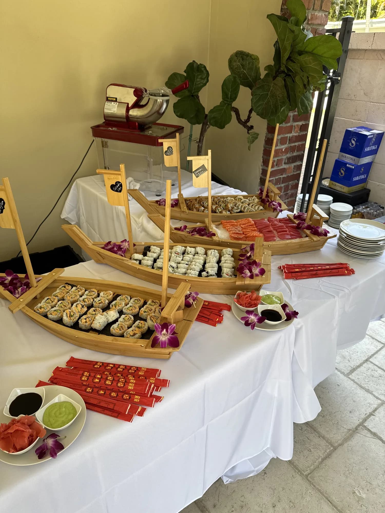 Grazing station on white linen at a South Florida event
