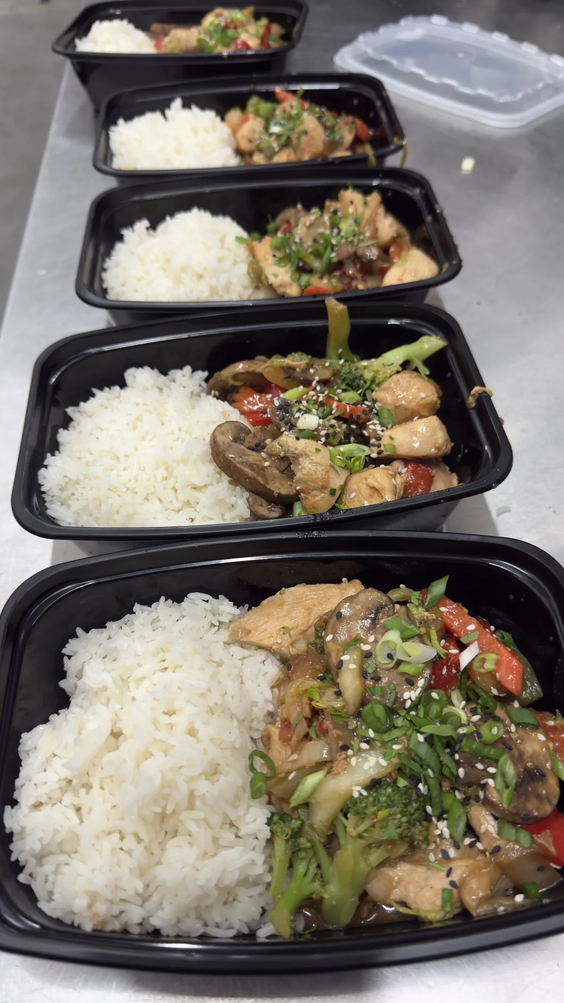 Chicken, rice and vegetable meal prep
