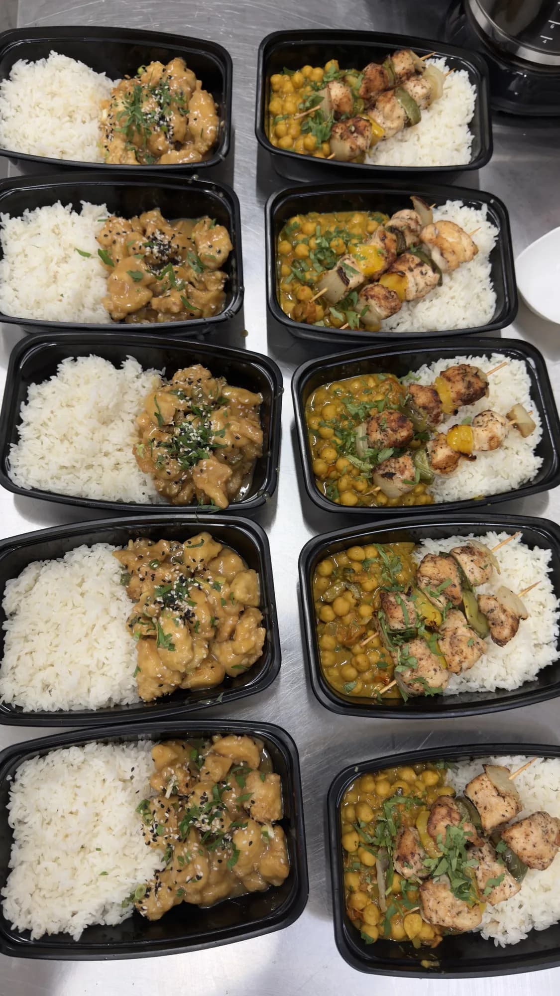 Curry and rice meal prep containers