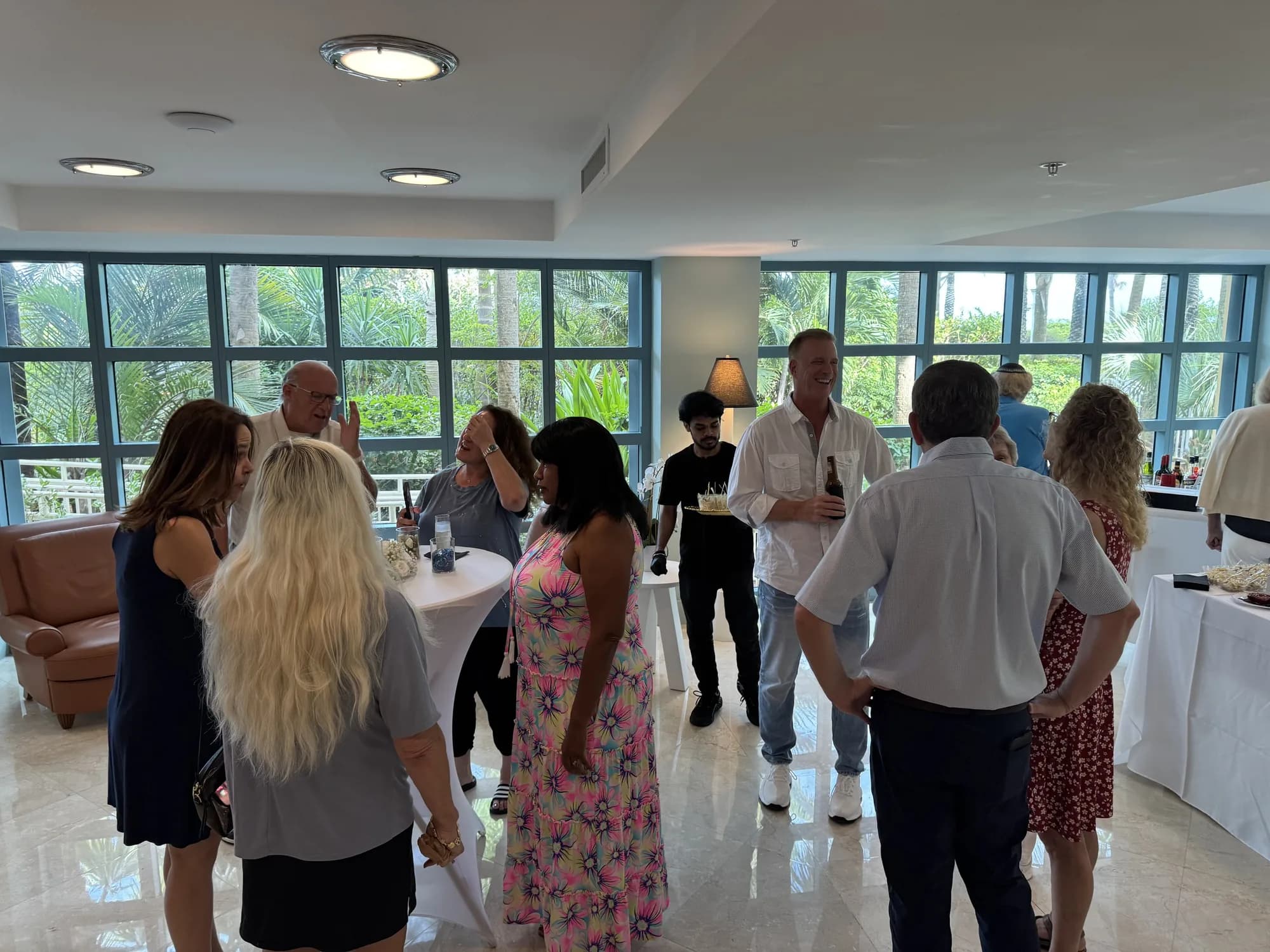 Guests mingling at a catered mixer