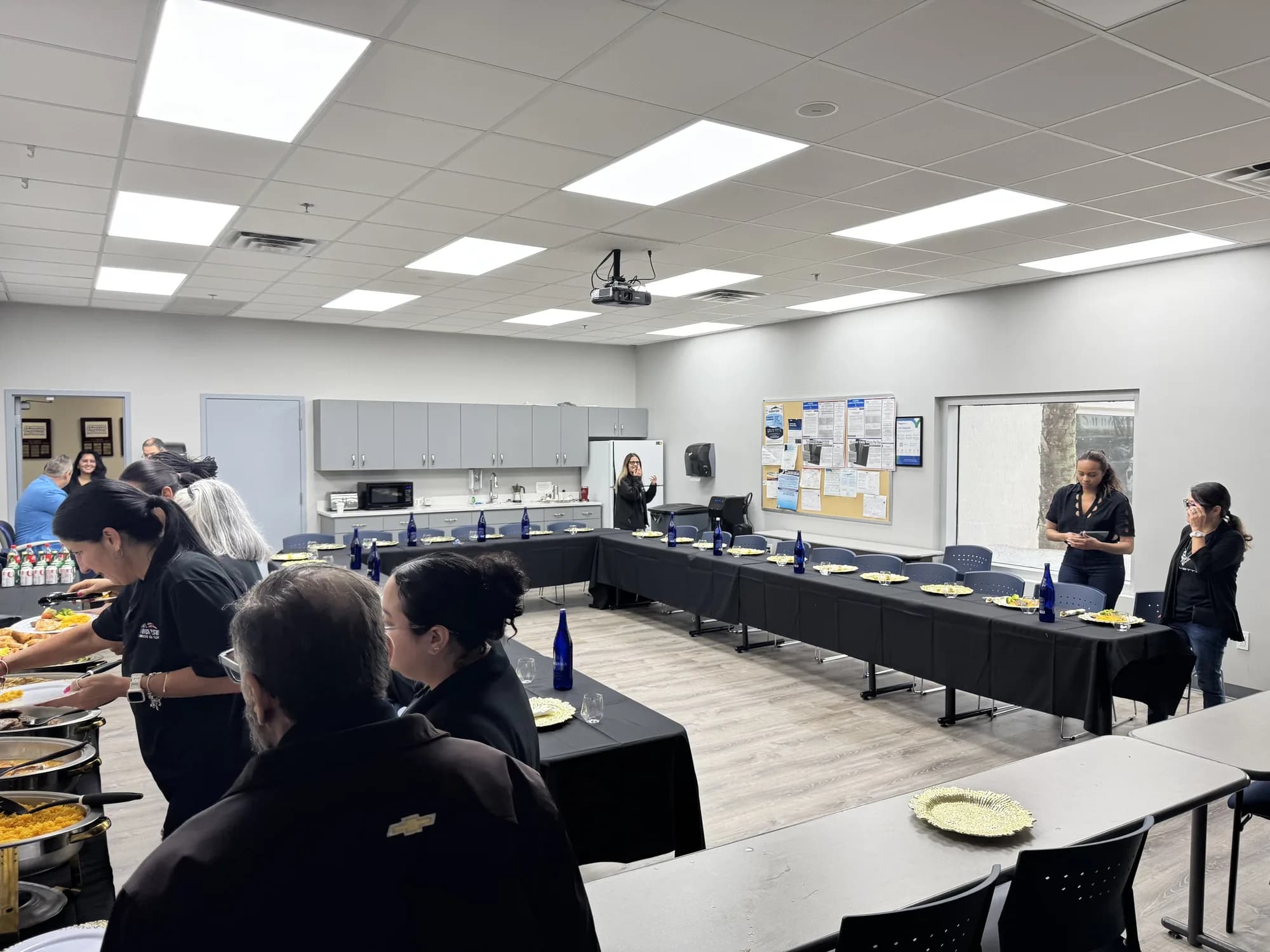 Buffet set up in an office break room