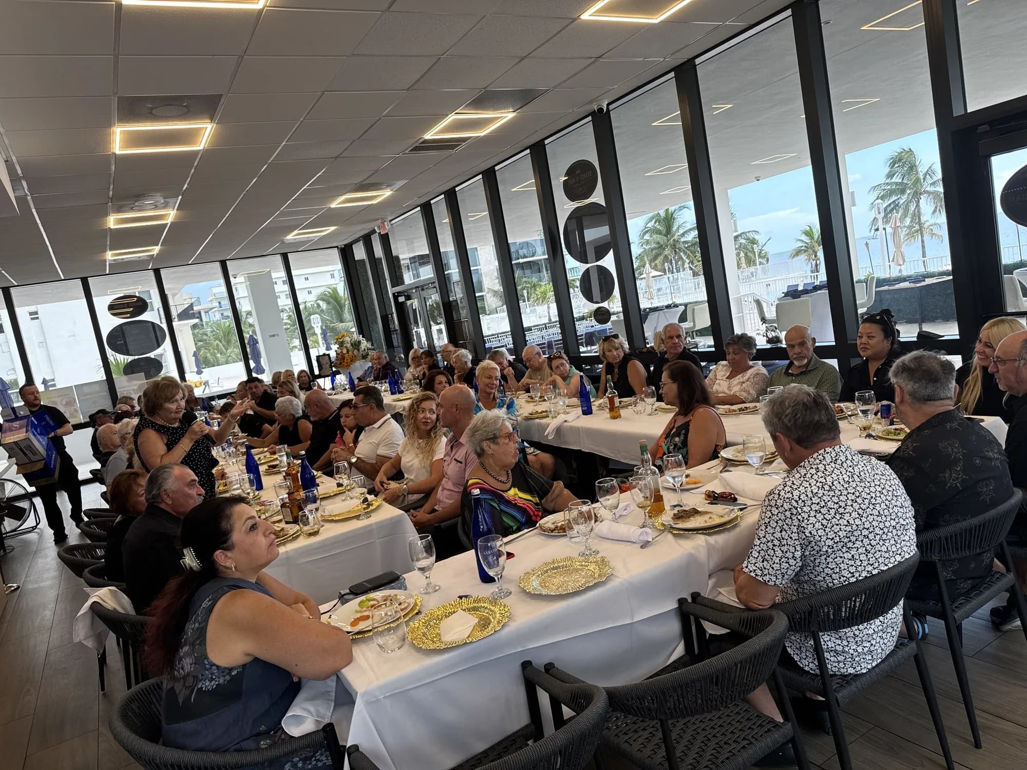 Luncheon in a waterfront dining room